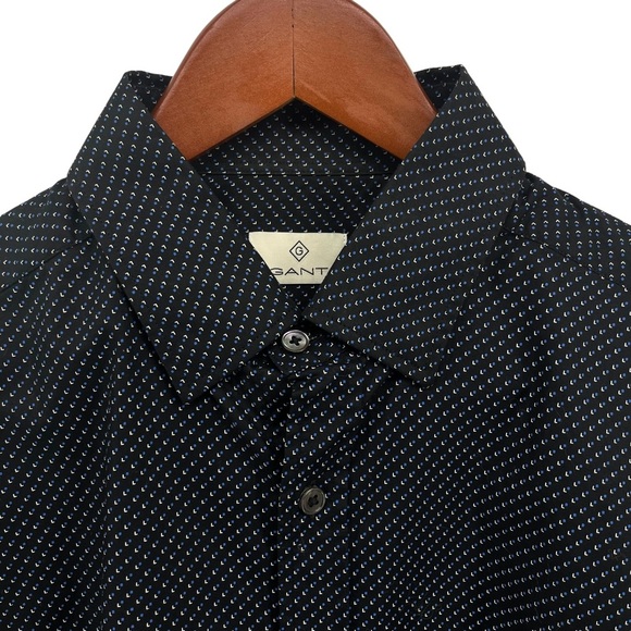 Gant Mens Button Down Shirt Black Design Long Sleeve size Medium 10451 - Picture 6 of 6
